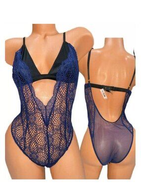 VS Teddy Size SP Navy Blue Lace & Mesh NWOT